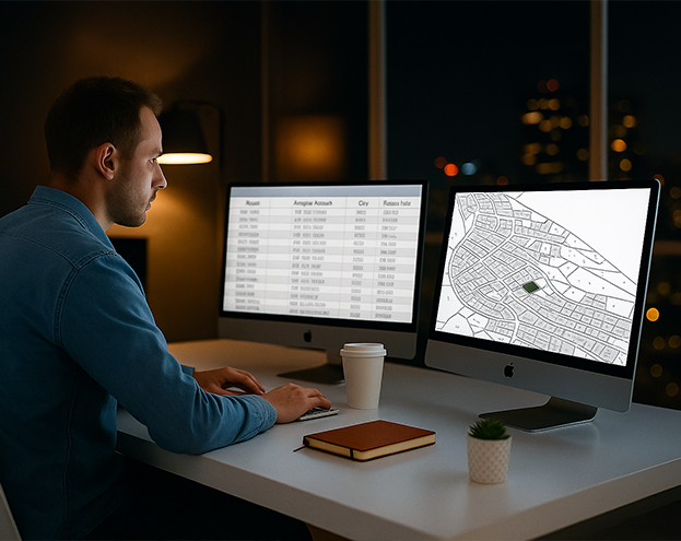 Ilustración de datos territoriales o catastrales